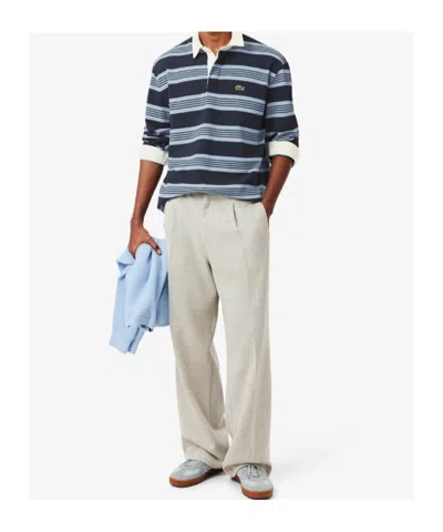 Lacoste Striped Long-sleeve Polo Shirt In Multi