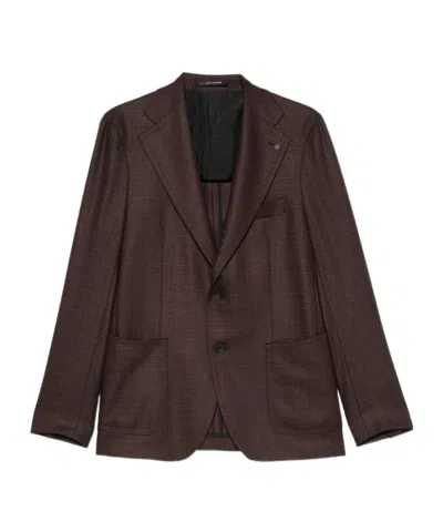 Tagliatore Single-breasted Notched-lapel Blazer In Burgundy
