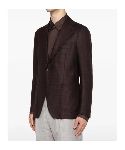 Tagliatore Single-breasted Notched-lapel Blazer In Burgundy