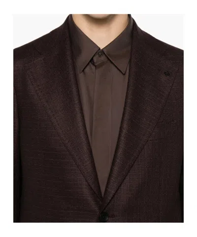 Tagliatore Single-breasted Notched-lapel Blazer In Burgundy
