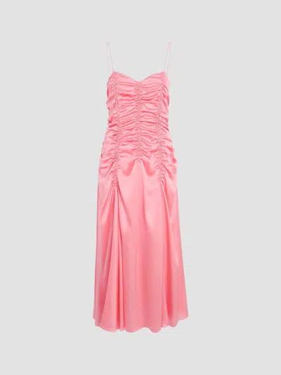 Khaite Womens Azalea Raina Ruched Silk Dress In Pink