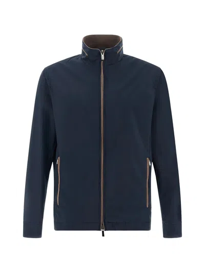 Paul & Shark Deep Navy Giubbotto Typhoon High Collar Jacket In Blue