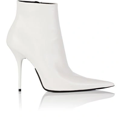 Balenciaga Grained Leather Pointed-toe Booties In White