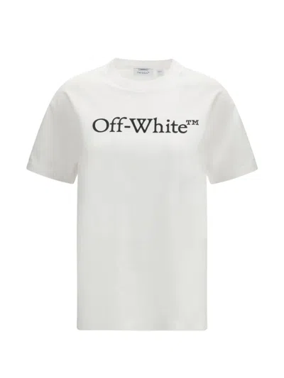 Off-white Relaxed Fit Cotton Tee With Oversized Logo In White