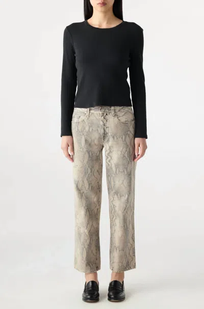 Amo Billie Python Jean In Cloud Grey In Animal Print