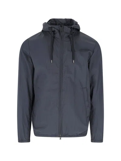 Herno Blue Double-layer Ripstop Nylon Jacket In Blue