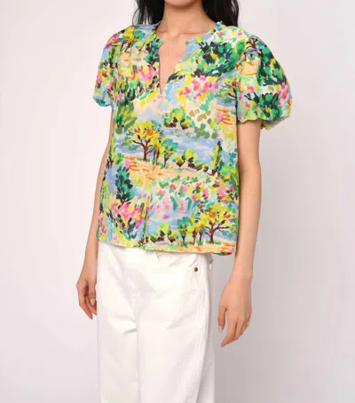 Love The Label Lia Top In Giverny Garden Print In Multi