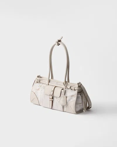 Prada White Bonnie Medium Shoulder Bag In Neutral