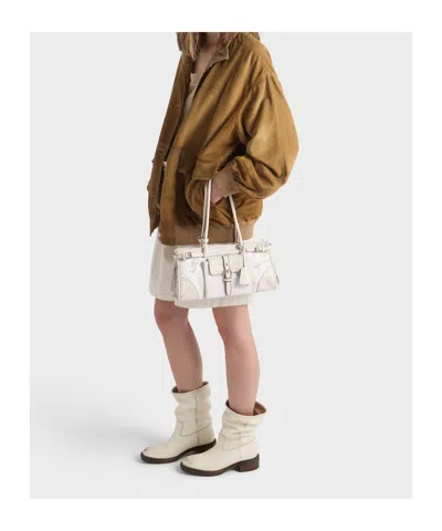 Prada White Bonnie Medium Shoulder Bag In Neutral