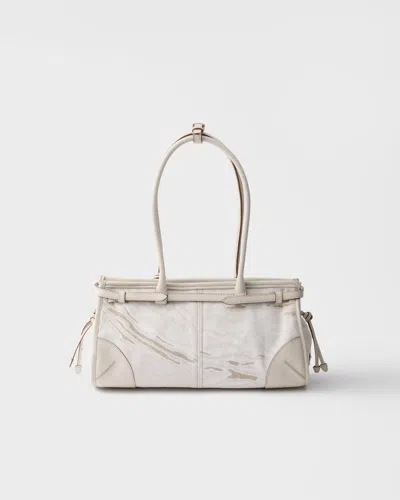 Prada White Bonnie Medium Shoulder Bag In Neutral