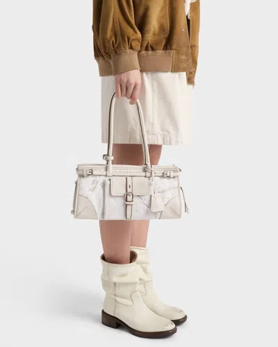 Prada White Bonnie Medium Shoulder Bag In Neutral