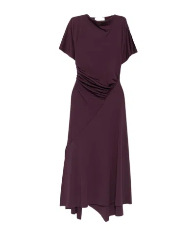 Victoria Beckham Womens Blackcurrant Cap-sleeve Draped Satin Midi Dress In Purple