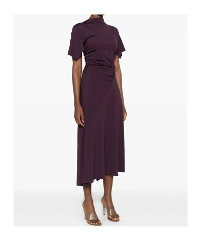 Victoria Beckham Womens Blackcurrant Cap-sleeve Draped Satin Midi Dress In Purple