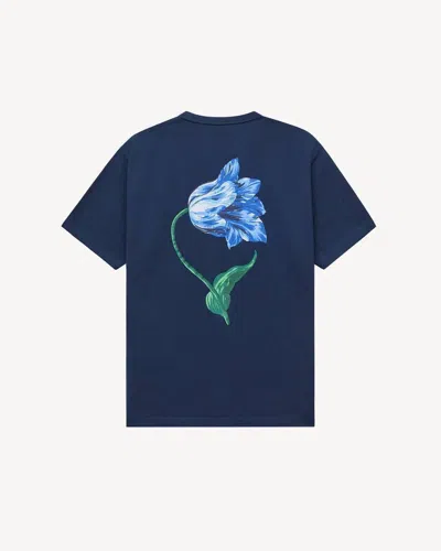 Kenzo Tulip Embroidered Cotton T-shirt In Blue