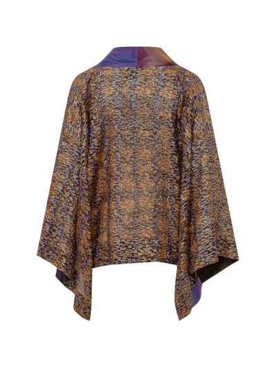 Momoní Dine Metallic-thread Open-front Poncho In Multi