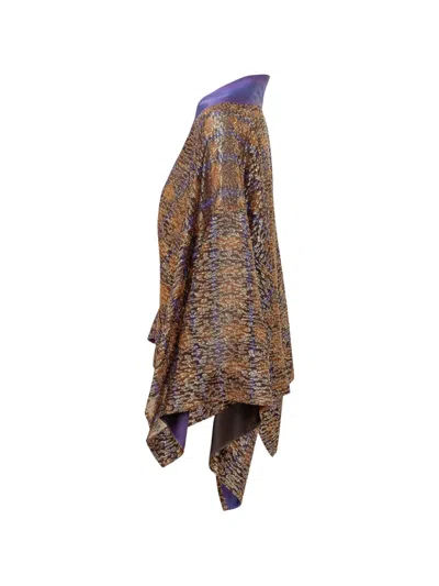 Momoní Dine Metallic-thread Open-front Poncho In Multi