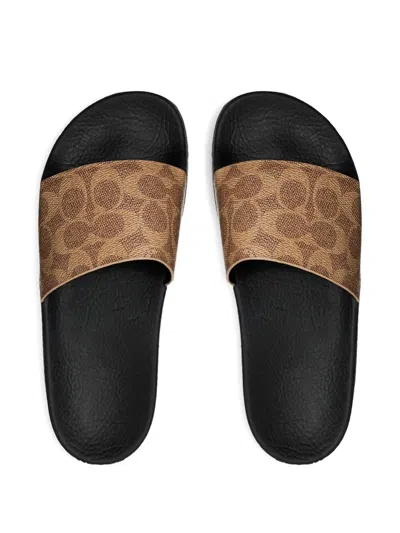 Coach Udele Sport Slide In Signature Canvas In Sand