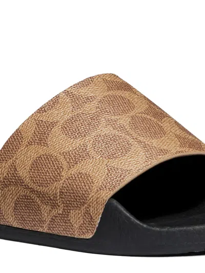 Coach Udele Sport Slide In Signature Canvas In Sand