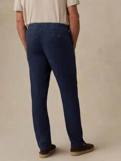 Faherty Linen Drawstring Pants In Blue