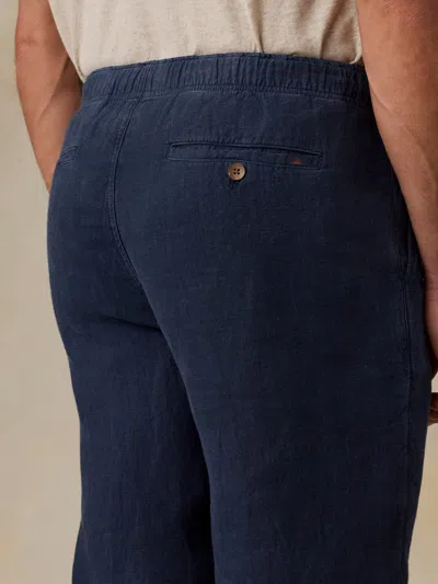 Faherty Linen Drawstring Pants In Blue