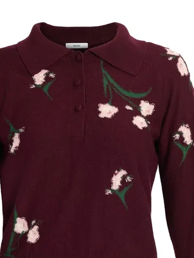Erdem Merino Wool Floral Knit Jumper In Brown