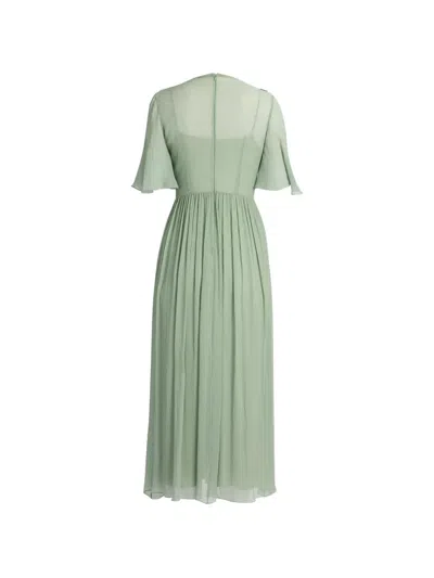 Erdem Embellished Silk Creponne Short Sleeve Midi Dress In Green