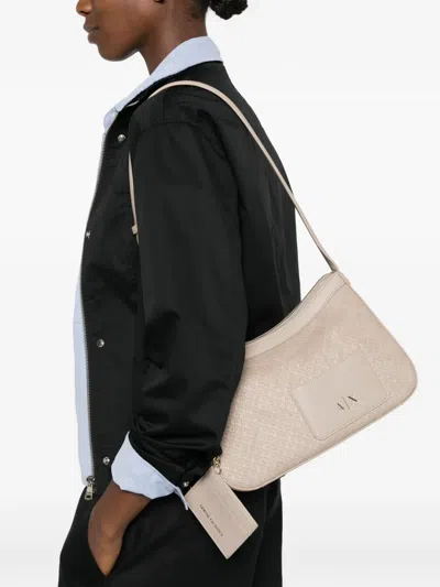 Armani Exchange Shoulder Bag In Technical Fabric In Neutral