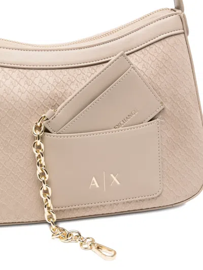 Armani Exchange Shoulder Bag In Technical Fabric In Neutral