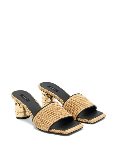 Givenchy Tape 65mm Raffia-effect Heeled Mules In Brown