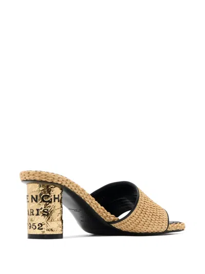 Givenchy Tape 65mm Raffia-effect Heeled Mules In Brown