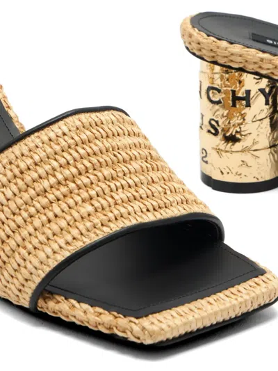 Givenchy Tape 65mm Raffia-effect Heeled Mules In Brown