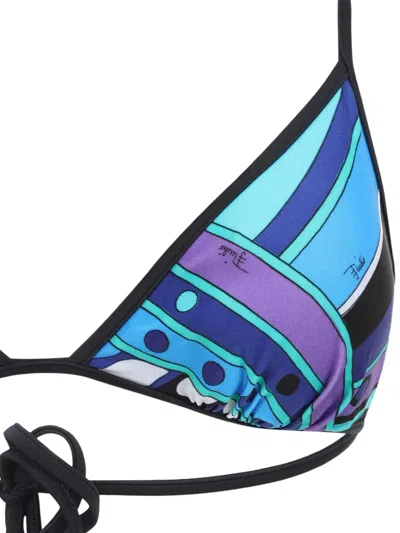 Pucci Archival Geometric Triangle Bikini Top In Blue