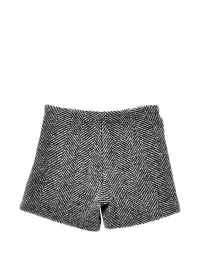 Ermanno Scervino Junior Herringbone-pattern Shorts In Black