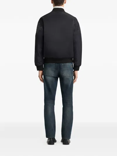Courrèges Logo-embroidered Zip-up Bomber Jacket In Blue