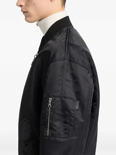 Courrèges Logo-embroidered Zip-up Bomber Jacket In Blue