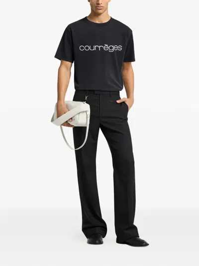 Courrèges Logo-print Stonewashed T-shirt In Black