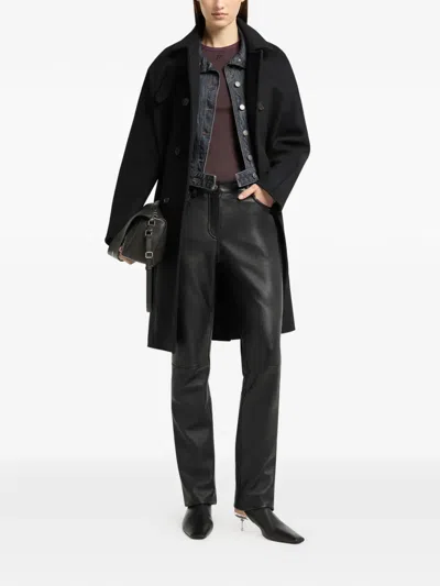 Courrèges Double-breasted Oversized Coat In Black
