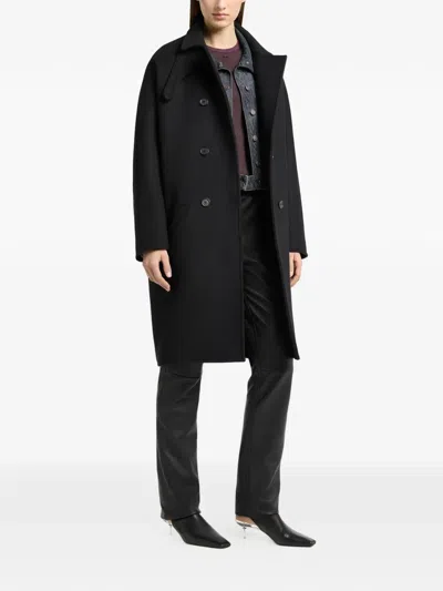 Courrèges Double-breasted Oversized Coat In Black