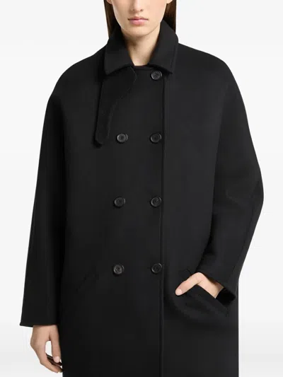 Courrèges Double-breasted Oversized Coat In Black