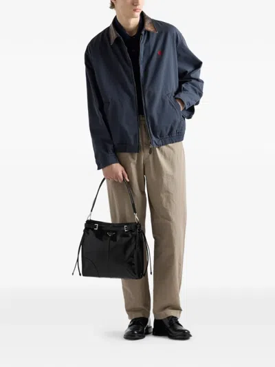 Prada Shoulder Bag Top Handle Smooth Finish In Black