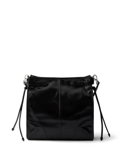Prada Shoulder Bag Top Handle Smooth Finish In Black