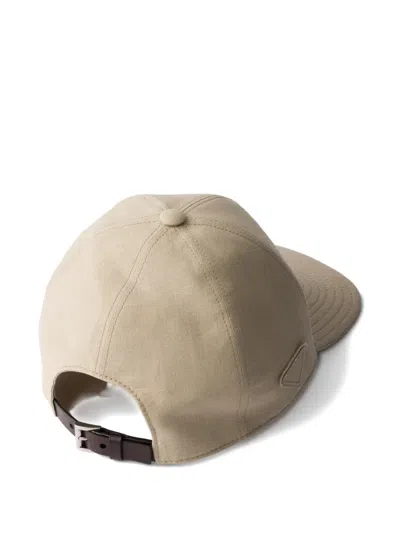Prada Linen Baseball Cap In Neutral