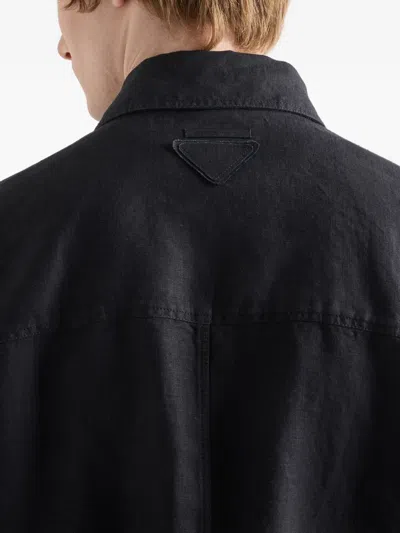 Prada Linen Jacket In Black
