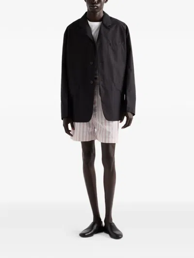 Prada Single-breasted Technical Cotton Jacket In Black
