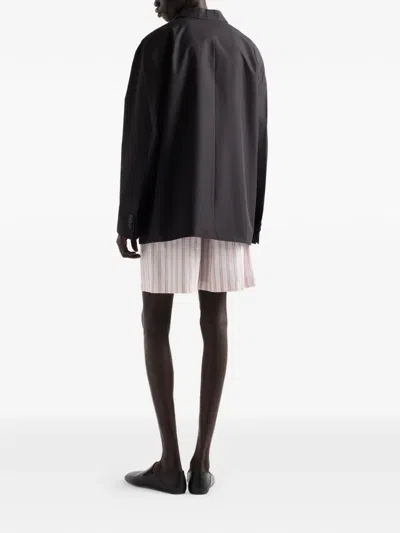 Prada Single-breasted Technical Cotton Jacket In Black