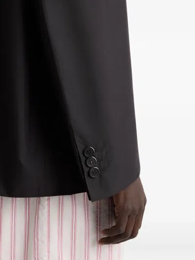 Prada Single-breasted Technical Cotton Jacket In Black