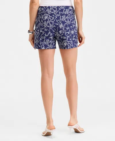 Inc International Concepts Women's Printed Pull-on Shorts, Macy's Exclusive In Blue