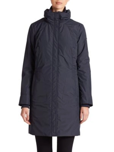 Andrew Marc Hooded City Parka In Navy