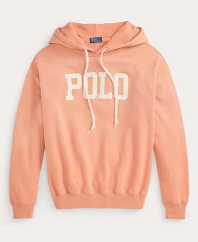 Polo Ralph Lauren Logo Lightweight Fleece Hoodie In Pastel Coral In Pink