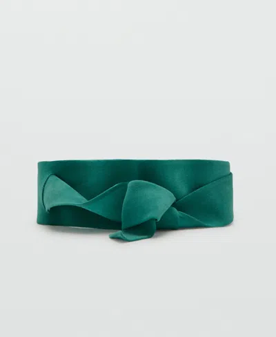 Mango Suede Obi Belt In Blue